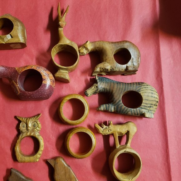 1980s Wood African Elephant + Rhino + multiple Animals From Kenya Africa Hand Ca - Picture 8 of 16